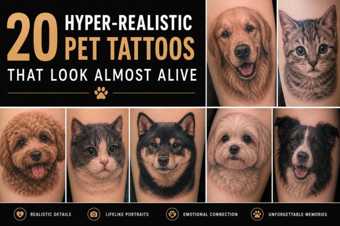 Hyper-realistic dog and cat pet tattoos